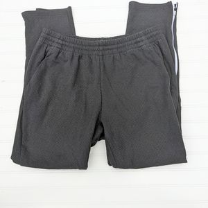 Adidas Black Textured Knit Slim Athletic Pants Side Zippers